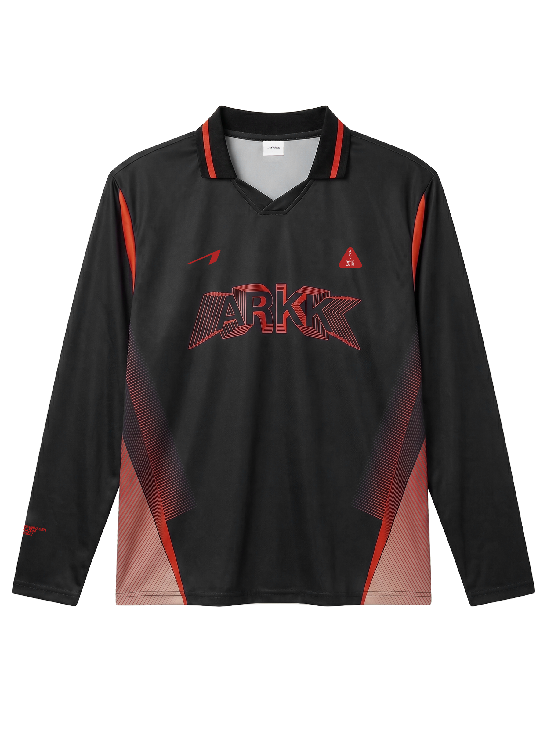 ARKK Apparel Football Shirt LS | Black Red T-Shirt